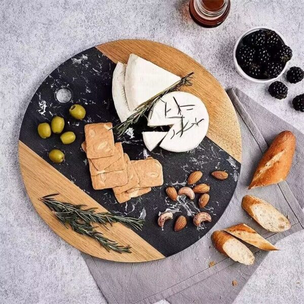 Round marble steak plate