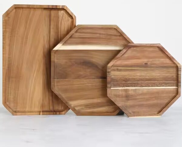 Octagonal pizza wooden tray - Image 2