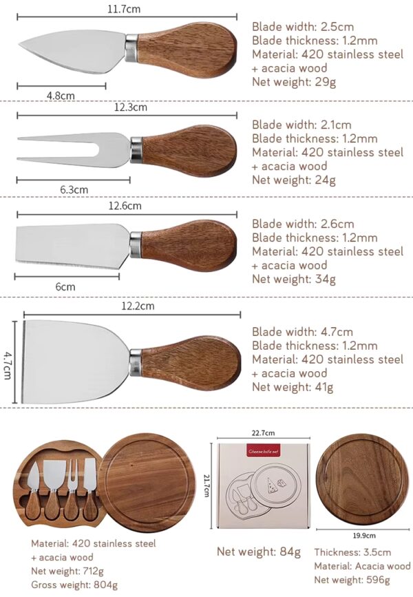 Personalized Charcuterie Boards Knife Set Gift Set Customize logo  Wood Cheese Board Acacia - Image 2