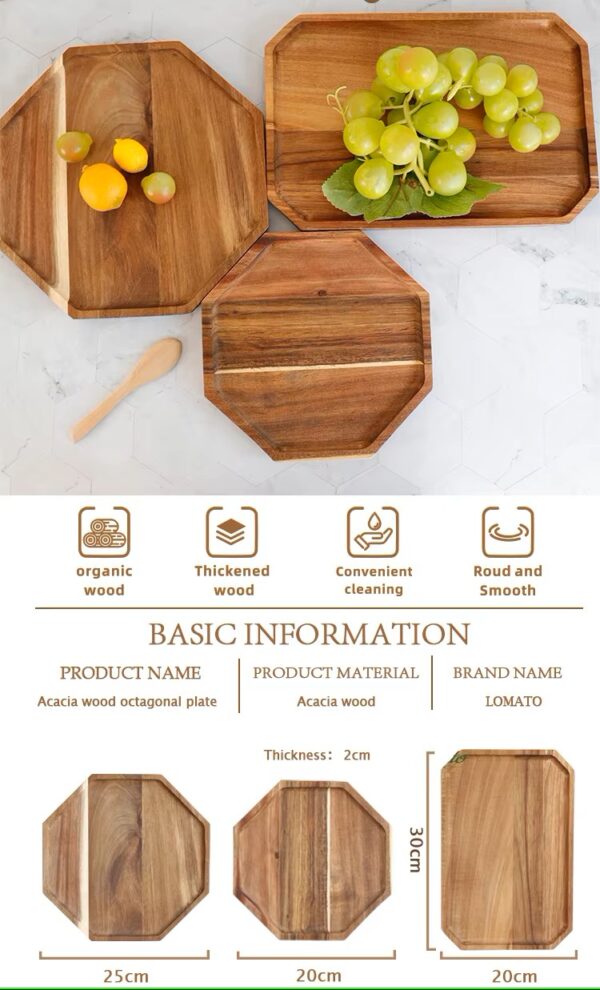 Octagonal pizza wooden tray - Image 4
