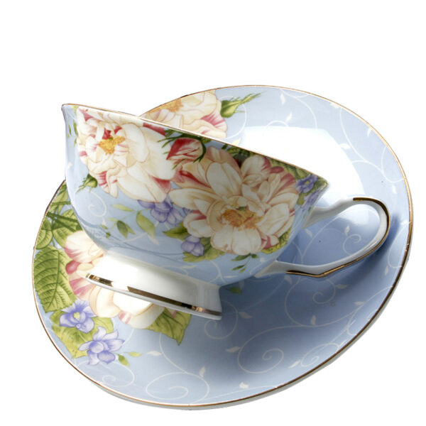 Bone china coffee cup and saucer with gold rim - Image 4