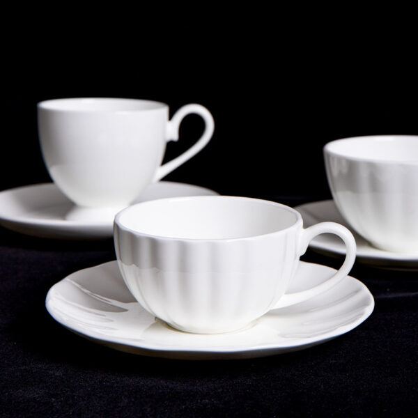Pure white bone china coffee cup and saucer simple tea cup - Image 4