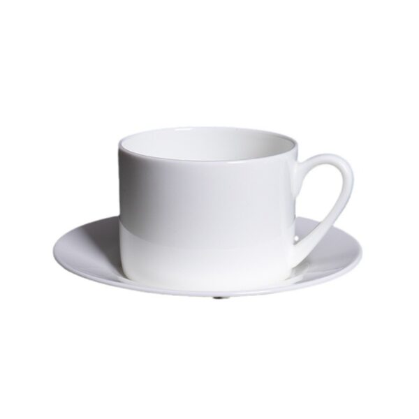 Pure white bone china coffee cup and saucer simple tea cup