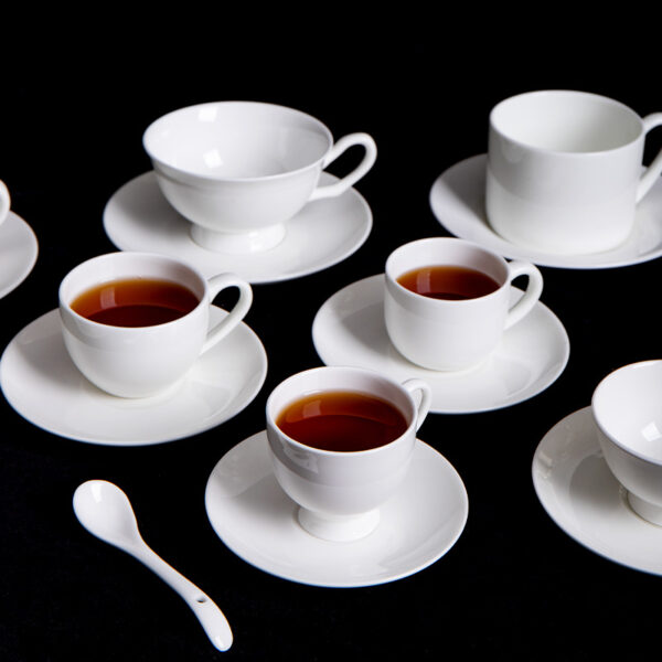 Pure white bone china coffee cup and saucer simple tea cup - Image 3